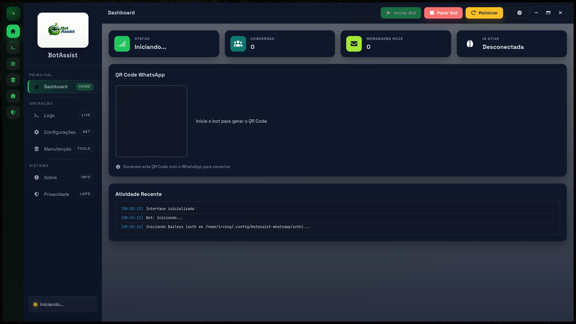 Dashboard do BotAssist