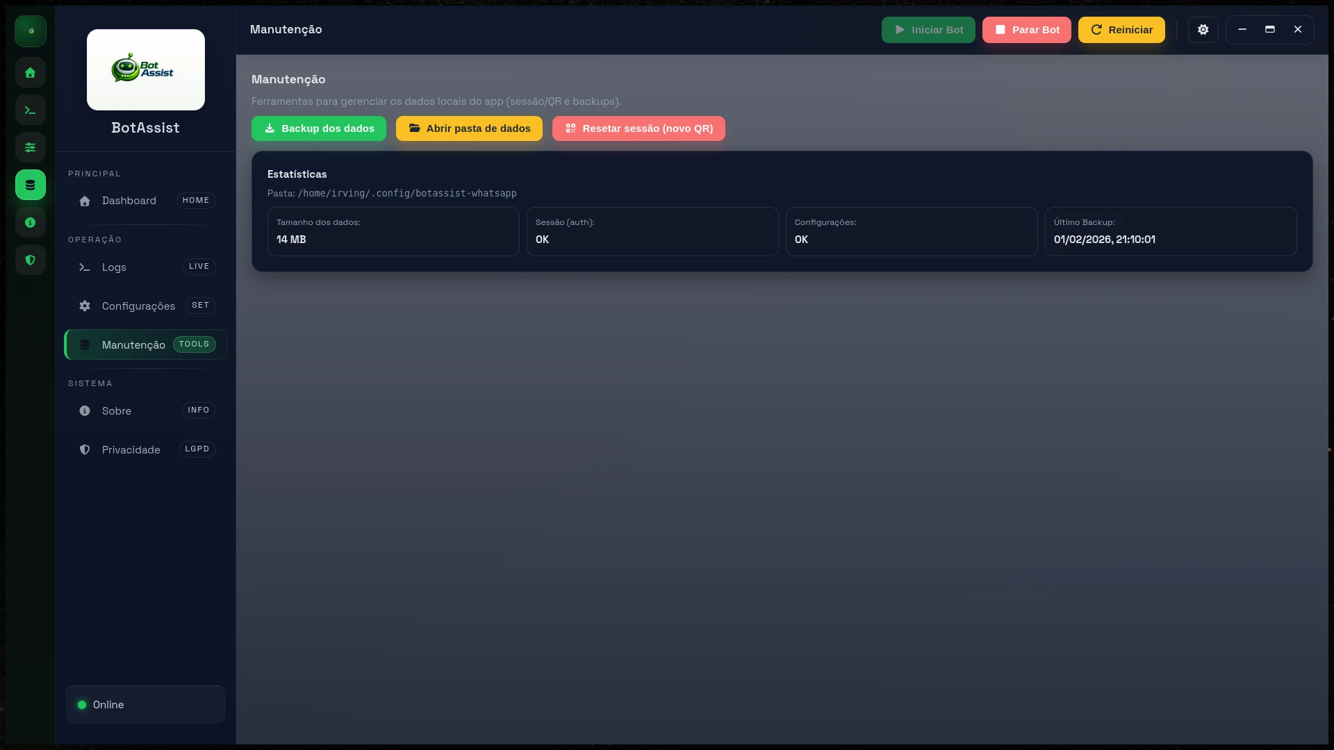 Banco de dados do BotAssist