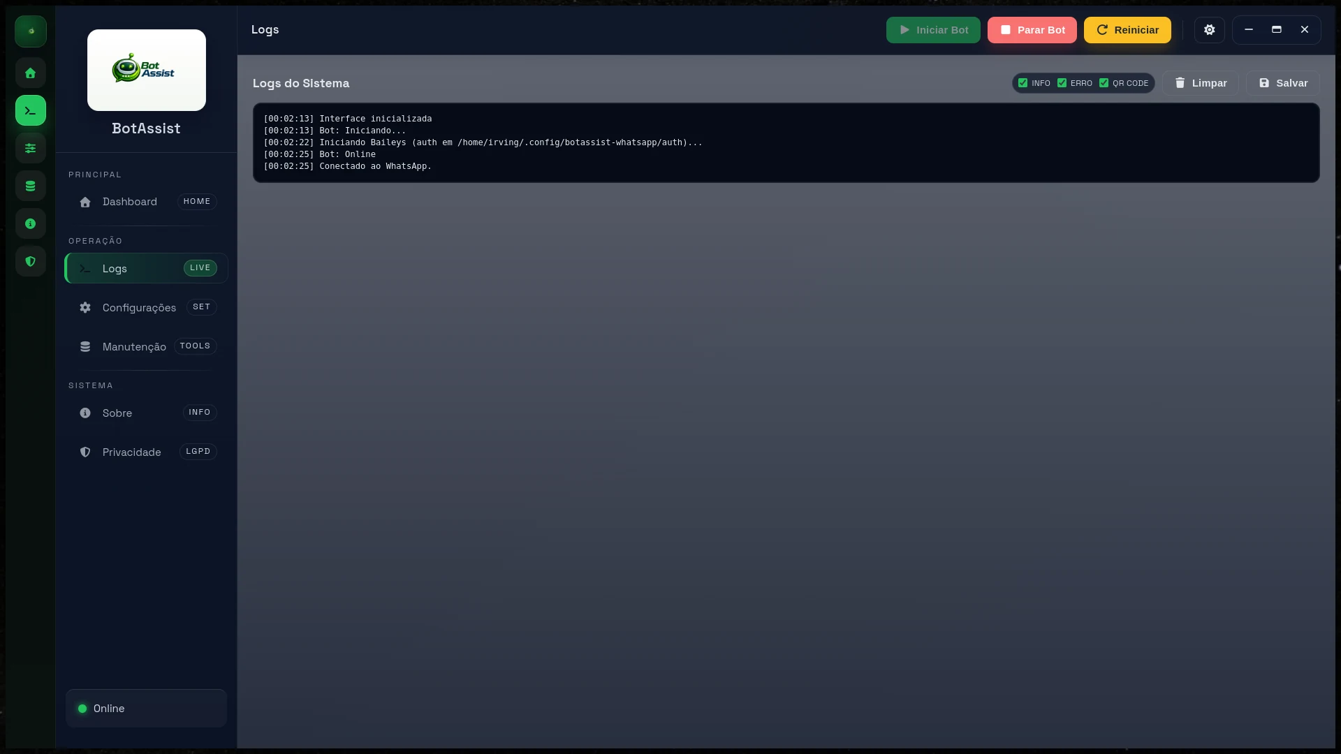 Logs do BotAssist